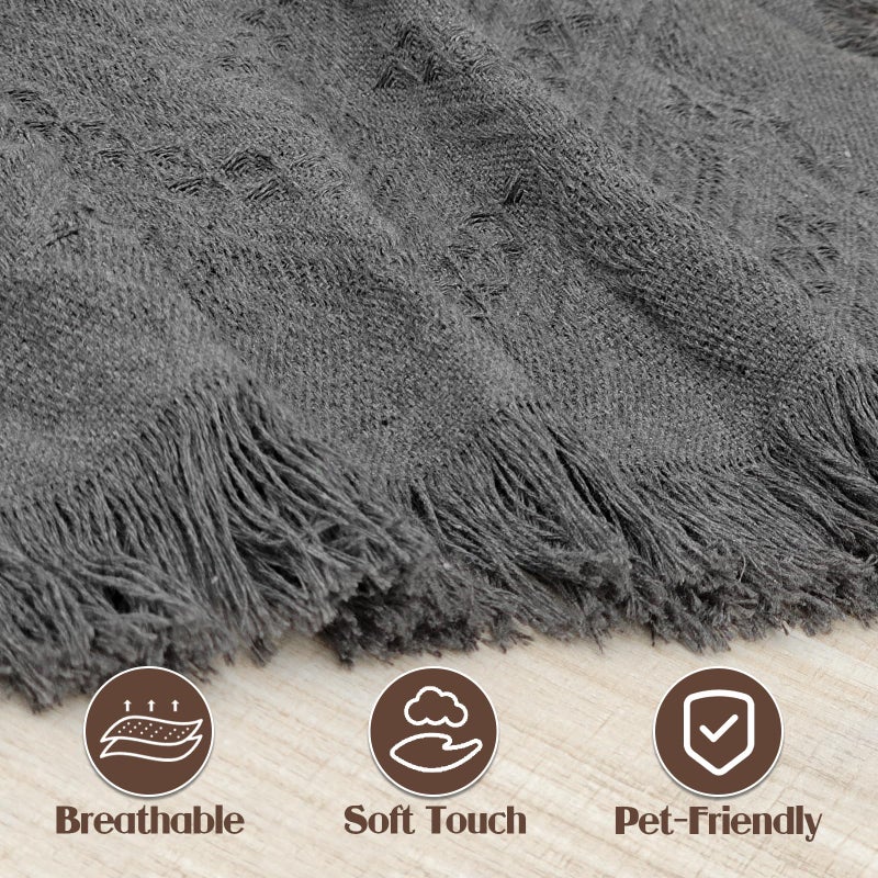 VANITURE Sectional Couch Covers U Shape, 3 Pieces Sofa Cover for Sectional Sofa, Washable U Shaped Couch Cover Blanket with Chaise Lounge for Dogs - Dark Gray (2PC 110"x63" + 1PC 90"x71") - Image 5
