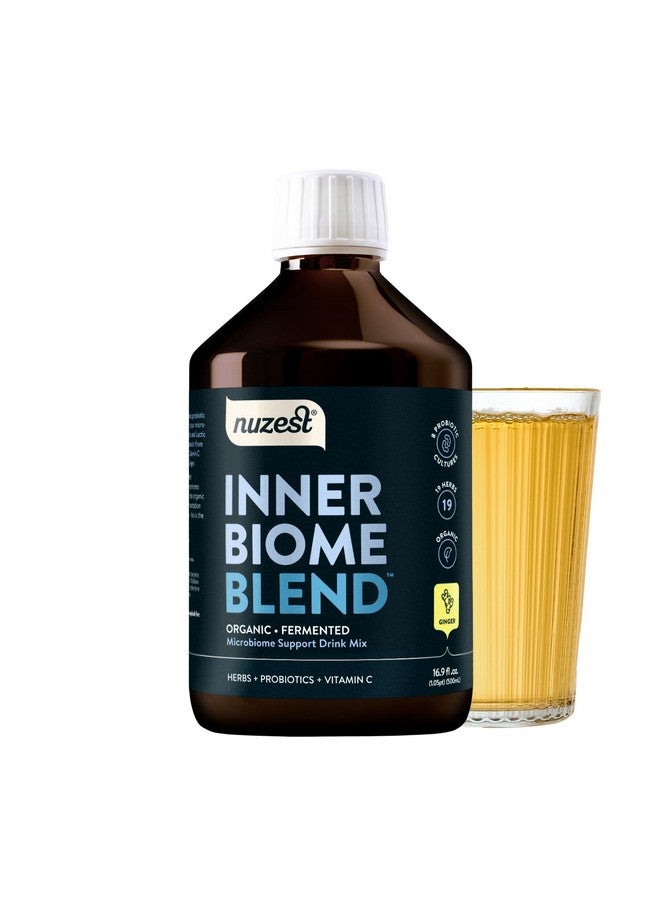 Nuzest - Inner Biome Blend - Prebiotic, Probiotic & Postbiotic Liquid Drink Mix - Microbiome Support - 8 Microbiotic Cultures, 19 Fermented Herbs - Vegan - Organic - Ginger Flavour - 16.9 fl.oz/ 500ml - Image 1