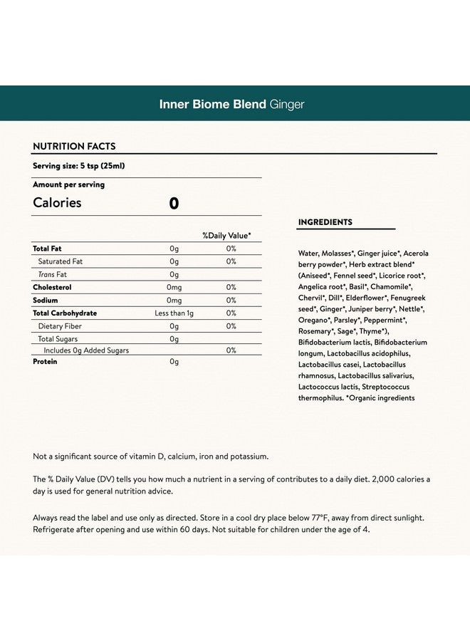 Nuzest - Inner Biome Blend - Prebiotic, Probiotic & Postbiotic Liquid Drink Mix - Microbiome Support - 8 Microbiotic Cultures, 19 Fermented Herbs - Vegan - Organic - Ginger Flavour - 16.9 fl.oz/ 500ml - Image 4