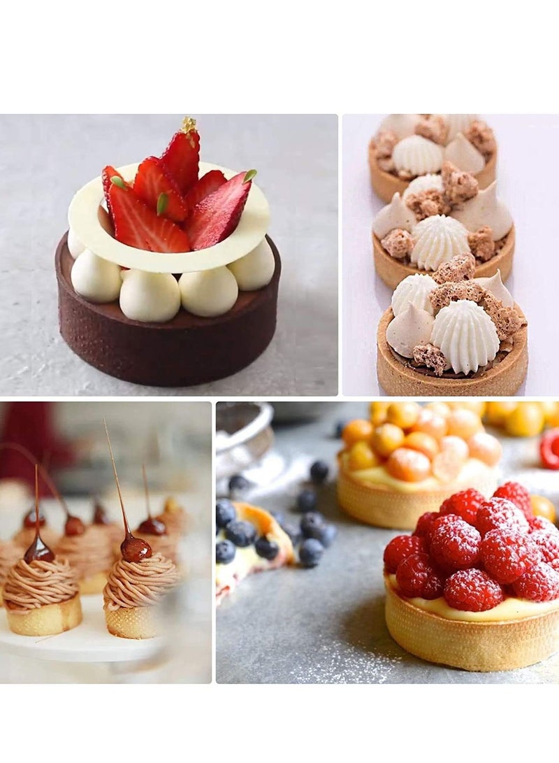 KASTWAVE 8 Piece Tart Ring Mold, Cake Baking Tool, Cake Round Cutter for Kitchen Restaurant Baking Muffin Mousse Ring Cake French Dessert  - Image 3