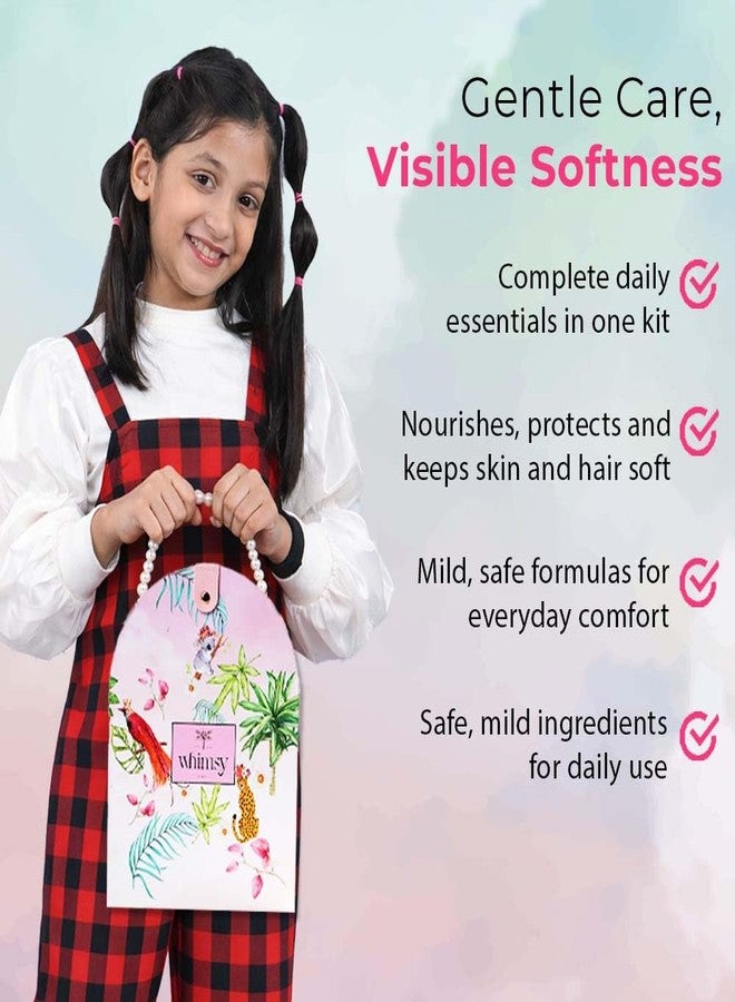 ويمسي مجموعة العناية اللطيفة بالبشرة والشعر الأساسية للأطفال والمراهقين من ويمسي بيوتي | شامبو، واقي شمس، مرطب، وغسول للجسم رغوي للأطفال | مجموعة العناية اليومية | عبوة من 5 قطع - Image 3