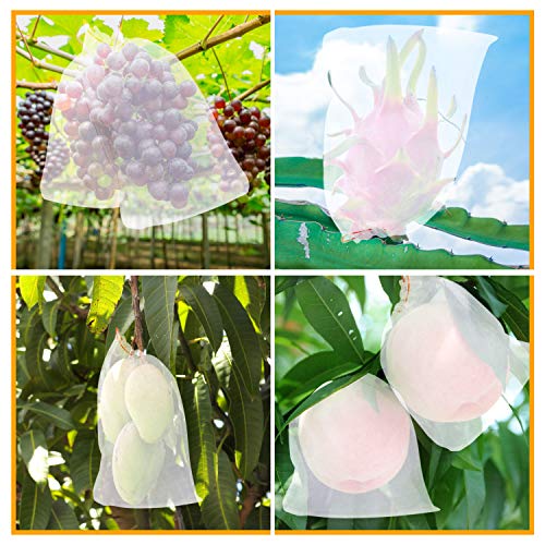 Kikhope 50 Pcs Fruit Protection Netting Bags, 10"x6" With Drawstring, Garden Barrier for Protecting Fruits - Image 4