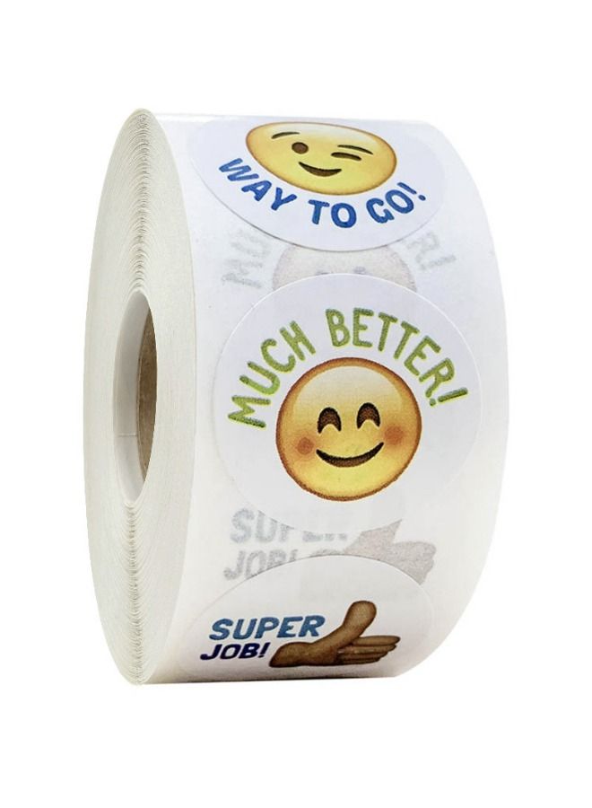 500-Piece Emoji Label Sticker Roll Multicolour - Image 4
