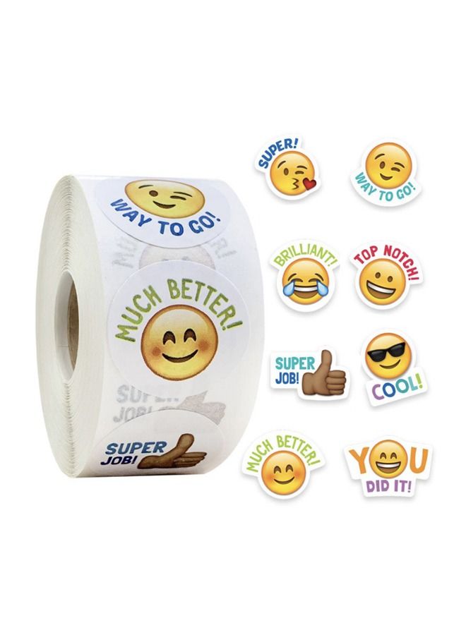 500-Piece Emoji Label Sticker Roll Multicolour - Image 1