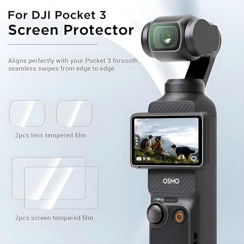 OHAYO Military Strength Tempered Glass Screen Protector For Osmo Pocket 3| 9H+ Hardness, Strong Protection, Full Screen Edge-to-Edge Cover, Scratch Resistant, Bubble-Free Install, Ultra HD Clarity,With installation kit, 2 Sets (2 Glass for Screen, 2 Glass for Lens) - Image 5