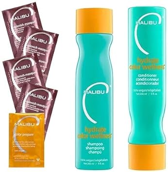 Malibu C Hydrate Color Wellness Collection Treatment Kit 266ml Shampoo 266ml Conditioner and 4 Replenish Mask Packet - Image 2