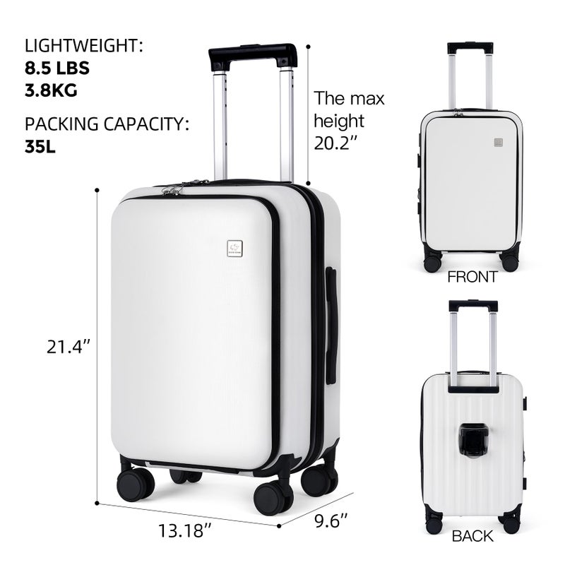 BISON DENIM 20 Inch Carry On Luggage, PC Lightweight Hardside Expandable Carry-On Luggage Airline Approved With Spinner Wheels, Front Compartment, Cup Holde, TSA-approved Lock, USB Port - Image 2