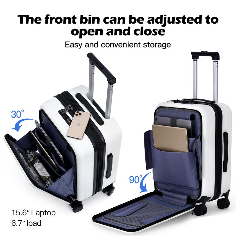 BISON DENIM 20 Inch Carry On Luggage, PC Lightweight Hardside Expandable Carry-On Luggage Airline Approved With Spinner Wheels, Front Compartment, Cup Holde, TSA-approved Lock, USB Port - Image 3
