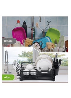 TYCOM TYCOM Dish Rack - Drying Stand Dish Rack- Dish Rack Kitchen Organizer -Dish Rack With Tableware Cutting Board Rack, Dish Rack Drainer Board Rack, 1-Layer Dish Racks For Home Kitchen (BLACK)…  - Image 4