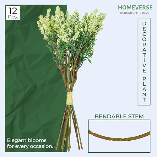 Homeverse Fresh Lavender 12Pcs Lavender Fake Plant 14Inch Height Bouquet, Green Stems Bundled for Decorative Items for Diwali, Home, Room, Office, Bedroom, Anniversary, Deepawali (Yellow) - Image 2