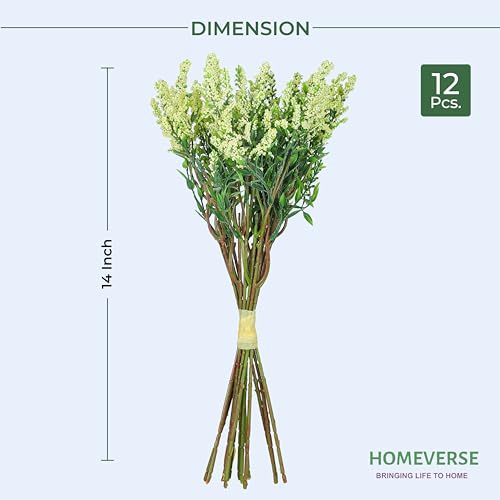 Homeverse Fresh Lavender 12Pcs Lavender Fake Plant 14Inch Height Bouquet, Green Stems Bundled for Decorative Items for Diwali, Home, Room, Office, Bedroom, Anniversary, Deepawali (Yellow) - Image 3