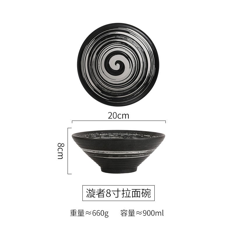 Japanese-Style Roodle Bowl Creative Ceramic Bucket Bowl Household Retro Soup Bowl Restaurant Tableware Horn Bowl Commercial - Image 1