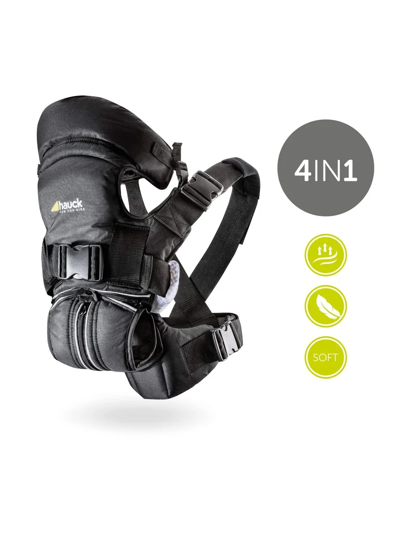 hauck 4 Way Carrier, Ergonomic Baby Carrier, 0M+ 3.5kg - 15 kg, Includes Head And Neck Support, Black
