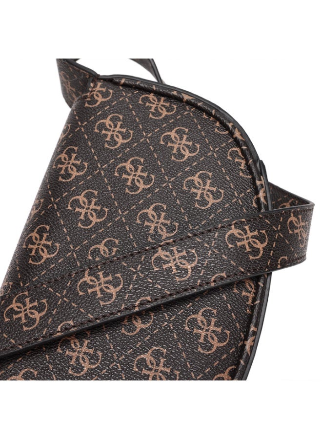 جس GUESS Fedora Flap Shoulder Bag Camera Bag Brown Print - Image 3