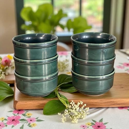BACKKSPACE RETAIL Backspace Retail Hand-Painted Ceramic Soup Bowls Set of 6 | Studio Green Bowls, 350ml Each | Ideal for Serving Soup, Maggi, Snacks Dessert | Microwave and Dishwasher Safe - Image 2