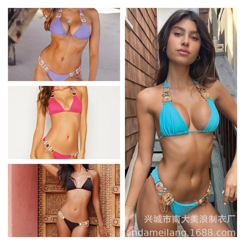 2023 Crystal Multicolor Gemstone Diamond Decoration Bikini Strap Swimsuit Swimsuit Suit Piece Source Manufacturer - Image 2