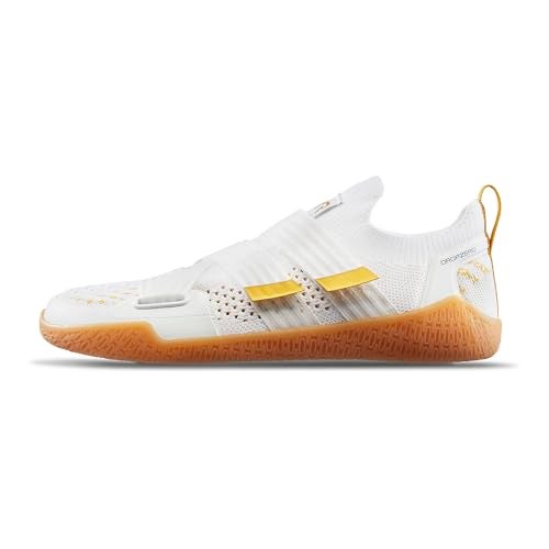 TYR Unisex DropZero Barefoot Shoes for Men - Gym Shoes with Stability Strap for Barefoot-Style Training, Lifting, HIIT, Walking - 9, White/Gold - Image 1