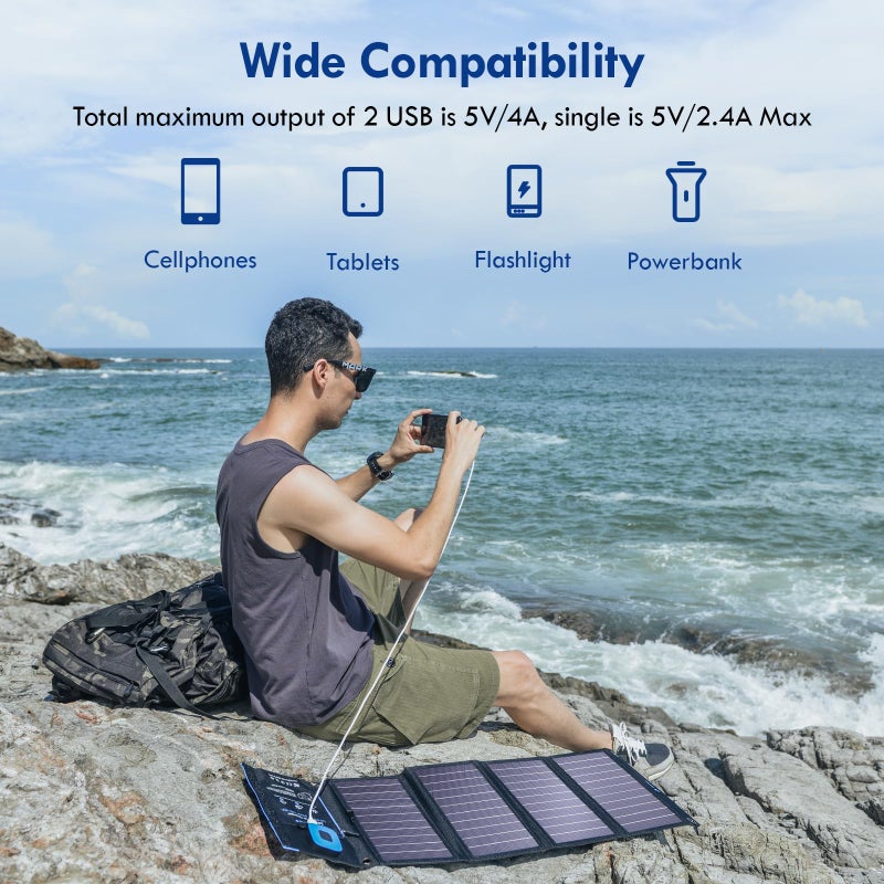 Bigblue Solar Panels Charger with Digital Ammeter, BigBlue 28W Portable Camping Solar Panel, Dual USB(5V/4A Overall), IPX4 Waterproof, Compatible with iPhone 13/11/Xs/X/8/7, iPad, Samsung Galaxy, Google Pixel  - Image 5
