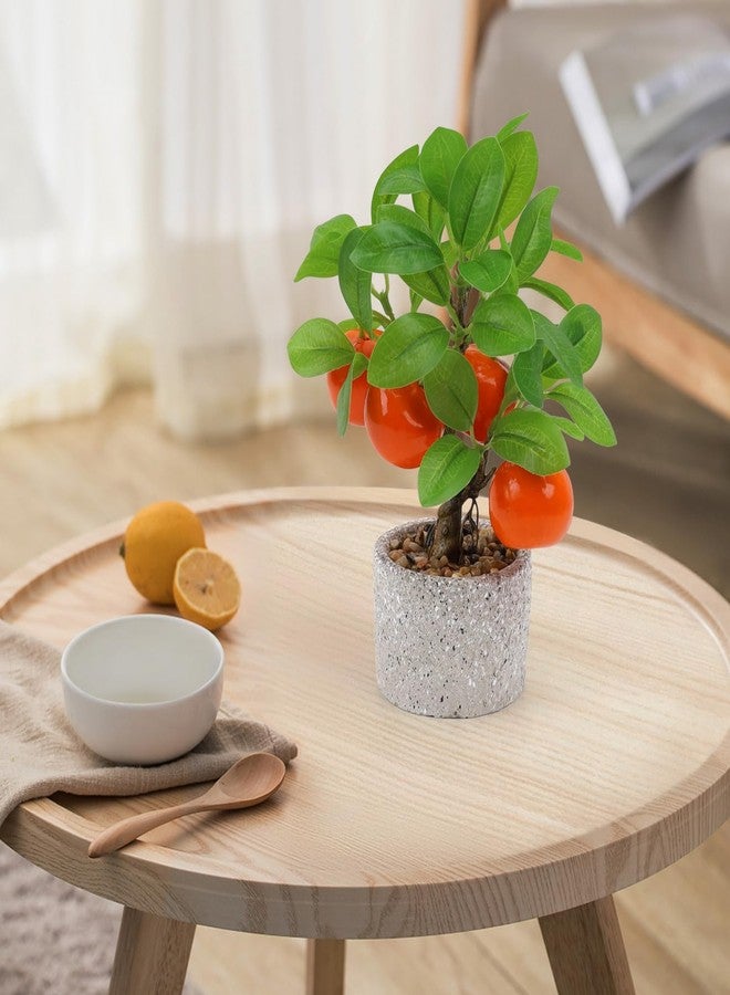 Woration Artificial Potted Plants Fake Orange Tree Bonsai Decoration Faux Citrus Fruit Greenery with Pot Indoor for Home Office Living Room Table Ornaments - Image 4