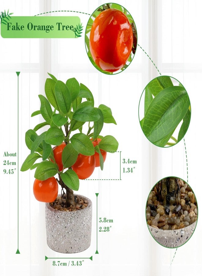 Woration Artificial Potted Plants Fake Orange Tree Bonsai Decoration Faux Citrus Fruit Greenery with Pot Indoor for Home Office Living Room Table Ornaments - Image 2