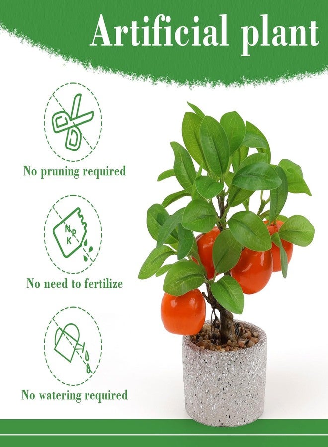 Woration Artificial Potted Plants Fake Orange Tree Bonsai Decoration Faux Citrus Fruit Greenery with Pot Indoor for Home Office Living Room Table Ornaments - Image 5