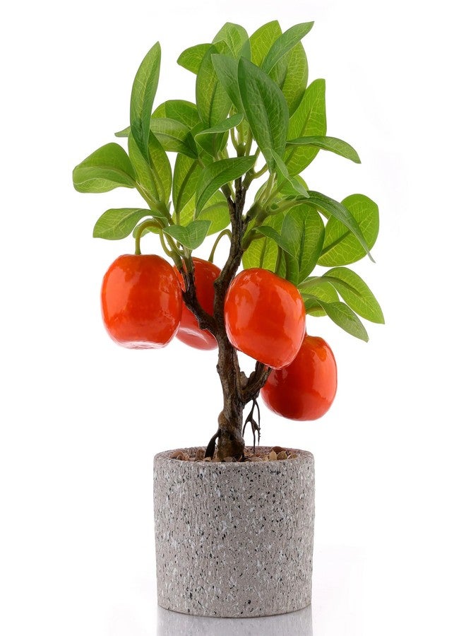 Woration Artificial Potted Plants Fake Orange Tree Bonsai Decoration Faux Citrus Fruit Greenery with Pot Indoor for Home Office Living Room Table Ornaments - Image 1