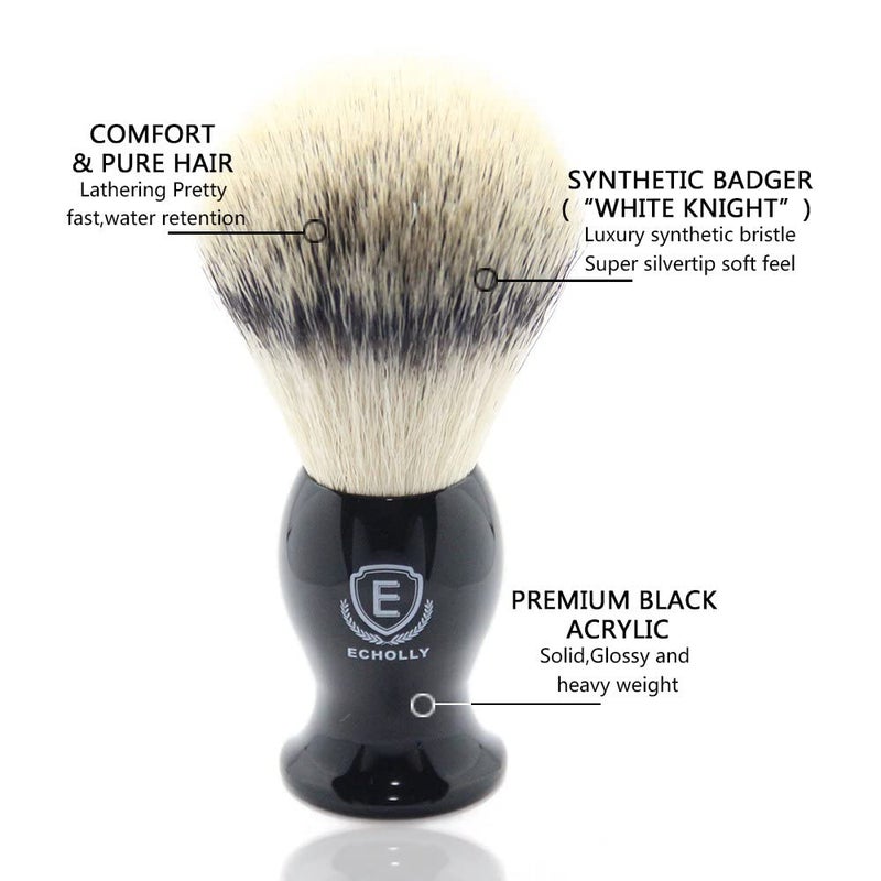 ECHOLLY Luxury Shaving Brushes For Men by Echolly-Super Strong NO Shedding Bristle Shave Brushes for Men-Smooth Acrylic Handle Legacy Shave Brush-Rich and Fast Lather Shaving Cream Brush Gifts for Fathers Day - Image 4