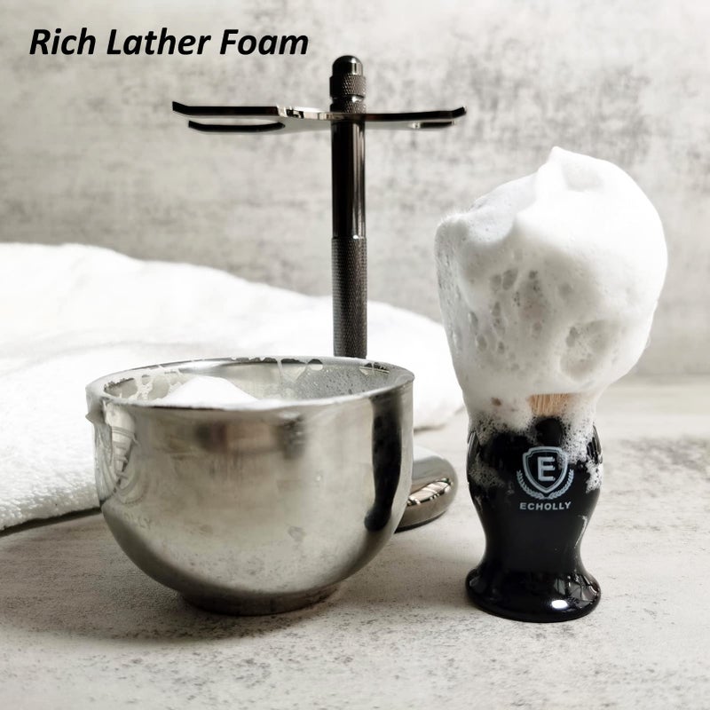 ECHOLLY Luxury Shaving Brushes For Men by Echolly-Super Strong NO Shedding Bristle Shave Brushes for Men-Smooth Acrylic Handle Legacy Shave Brush-Rich and Fast Lather Shaving Cream Brush Gifts for Fathers Day - Image 5
