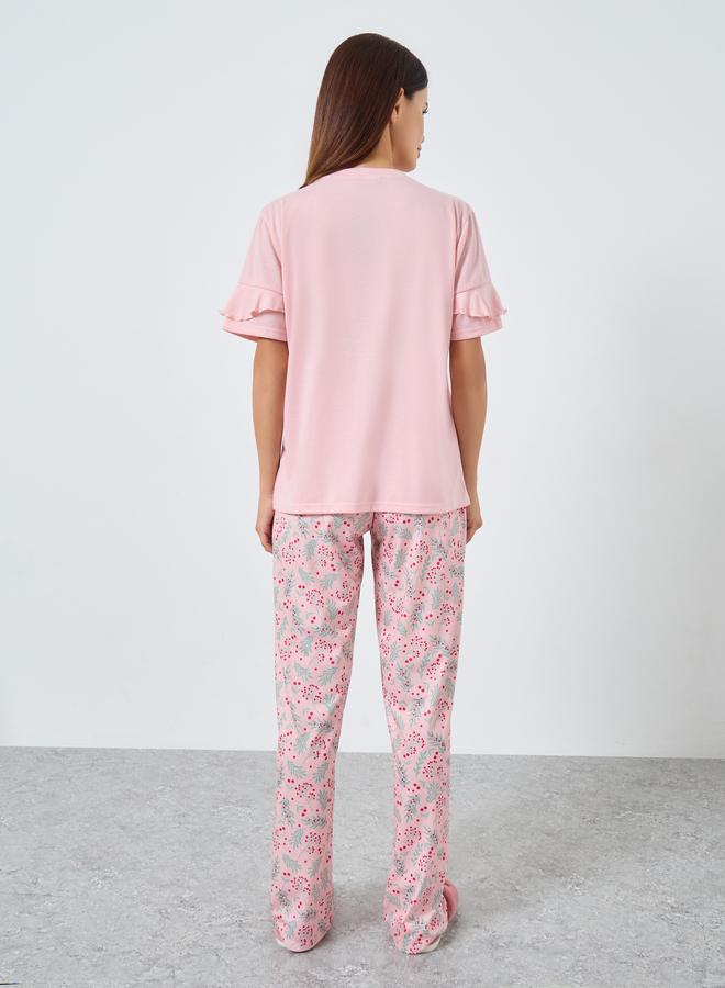 Styli Oh What Fun Ruffle Sleeve T-Shirt and Pyjama Set - Image 5