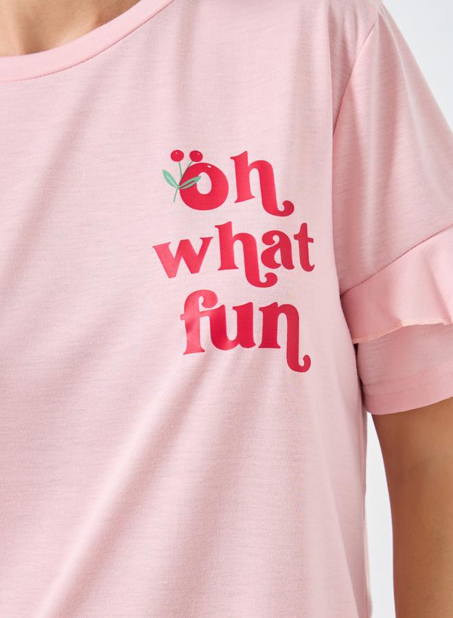 Styli Oh What Fun Ruffle Sleeve T-Shirt and Pyjama Set - Image 3