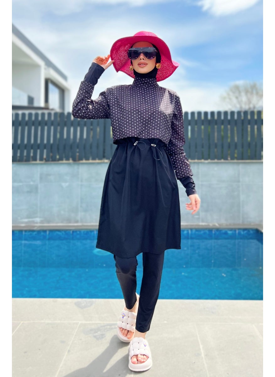Remsa Mayo Remsa Swimsuit Remsa Parachute Fully Covered Hijab Swimsuit R045 Black Monogram  - Image 4