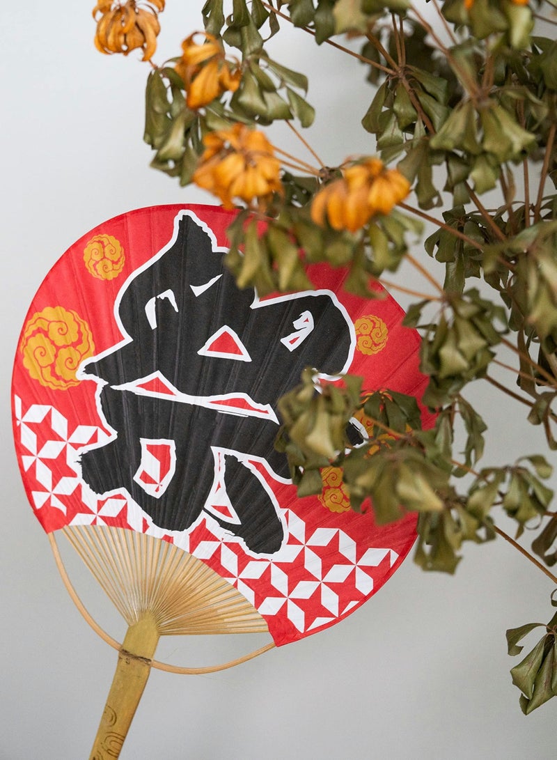 Loquat Japanese Paper Fans Decoration Round Hand-held Hand Fan Cattail Paddle Can Hang Bamboo Handle Decorative Suitable for Home Party Supplies Cosplay (Firework Ceremony) - Image 5