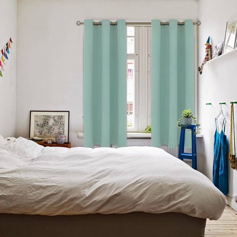 BGment الستائر التعتيم بريال - غرفة نوم معزولة حرارية غامق وهي ستائر غرفة المعيشة مجموعة من لوحين (42 × 63 بوصة خضراء خضراء) - Image 2