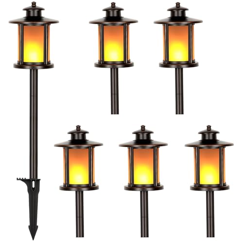 hykolity Low Voltage Torch Flame Landscape Lights, Wired LED Flickering Flames Torch Lights, 12V-15V 1800K Waterproof Outdoor Pathway Lights, Landscape Decoration Lighting for Garden Patio, 6 Pack - Image 1