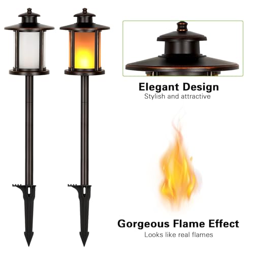 hykolity Low Voltage Torch Flame Landscape Lights, Wired LED Flickering Flames Torch Lights, 12V-15V 1800K Waterproof Outdoor Pathway Lights, Landscape Decoration Lighting for Garden Patio, 6 Pack - Image 4