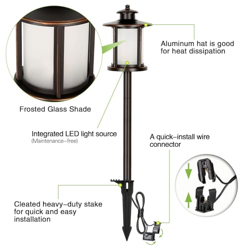 hykolity Low Voltage Torch Flame Landscape Lights, Wired LED Flickering Flames Torch Lights, 12V-15V 1800K Waterproof Outdoor Pathway Lights, Landscape Decoration Lighting for Garden Patio, 6 Pack - Image 3