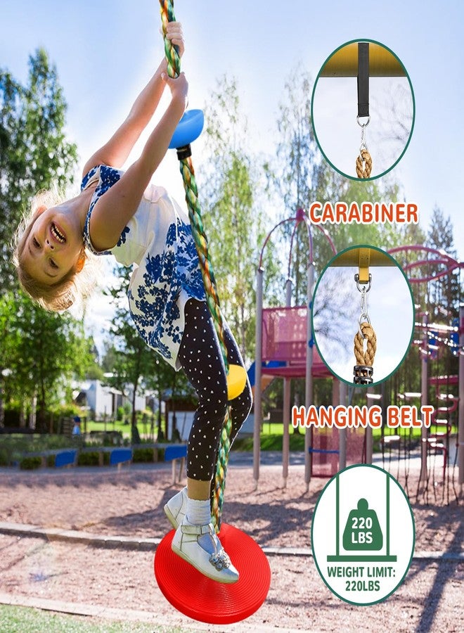 TOPNEW Tree Swing for Kids,Heavy Duty Single Disc Seat Climbing Rope Set with Hanging Strap and Platform Carabiners for Backyard Treehouse and Outdoor Playground Accessories (Red) - Image 5