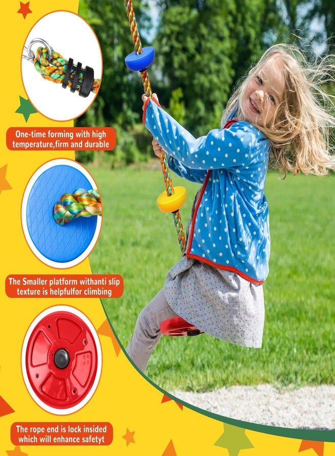 TOPNEW Tree Swing for Kids,Heavy Duty Single Disc Seat Climbing Rope Set with Hanging Strap and Platform Carabiners for Backyard Treehouse and Outdoor Playground Accessories (Red) - Image 4