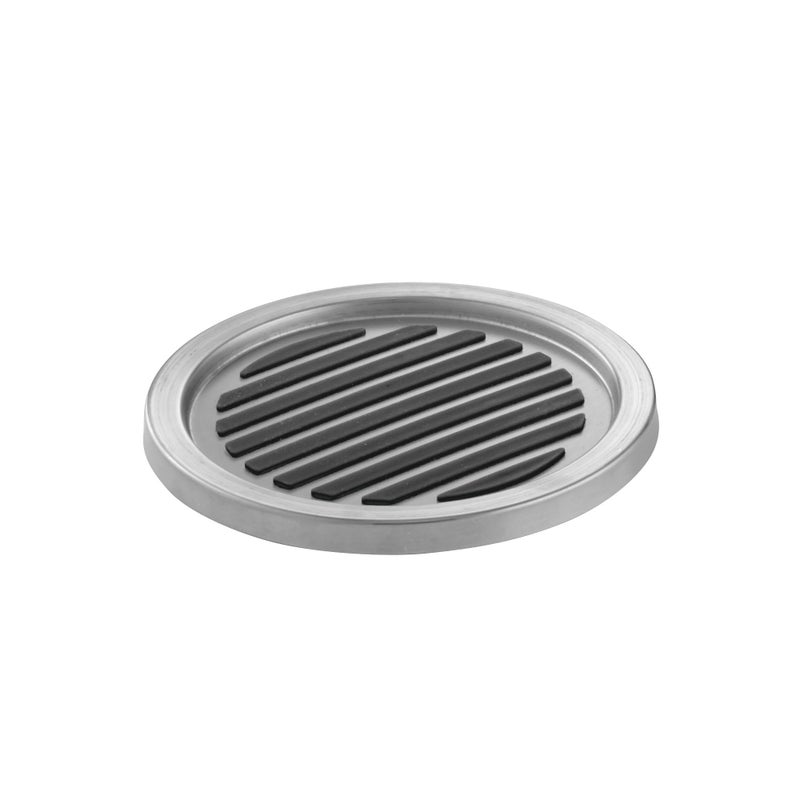 InterDesign iDesign Forma Brushed Stainless Steel Drink Coasters for Home Counters, Kitchen, Dining Room, Living Room, Patio, Coffee Table, Set of 4, Black,20550 - Image 1