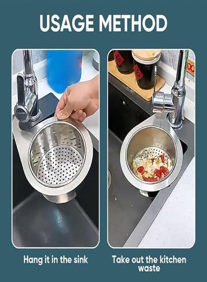ENNCOZY Steel Sink Strainer Basket Swan Drain Rack Multipurpose Triangle Sink Drainer Basket Hanging Filtering Draining Rack for Sink Food Kitchen Vegetables Fruits Kitchen Food Drain Basket Filter - Image 5