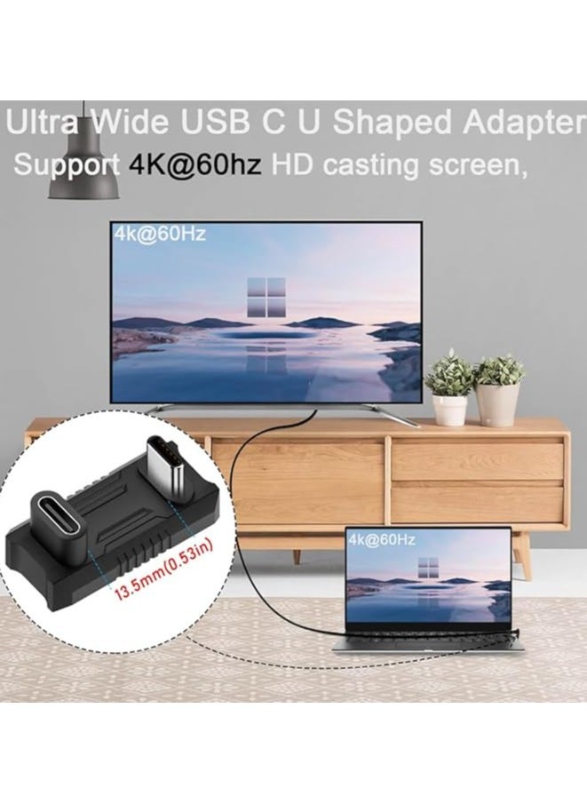 erorex 180 Degree Angle USB C Adapter, U Shape USB C Male to USB C Female PD 100W Extender Connector for ROG Ally Steam Deck Phone Tablet, Support 4k@60HZ HD Audio/Video (2 Pack)  - Image 4