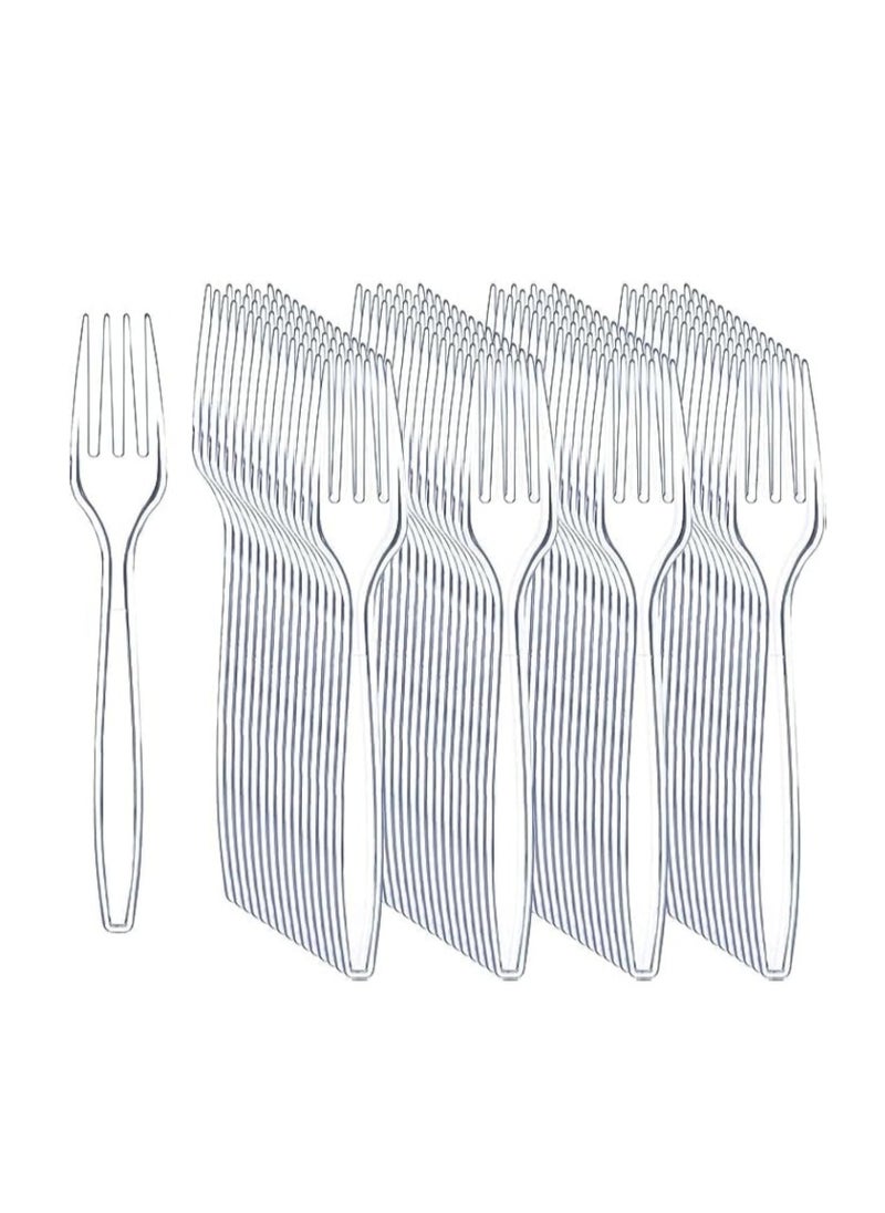 Generic Durable Clear Plastic Disposable Forks - 100 Count 