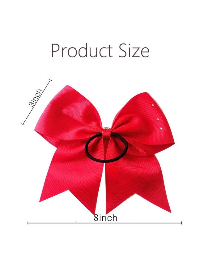 Hipcheer 12PCS 8" Rhinestones Large Cheer Hair Bows for Girls, Hand-made Grosgrain Ribbon Hair Accessories for Teen Girls Softball Cheerleader Sport (Red) - Image 4