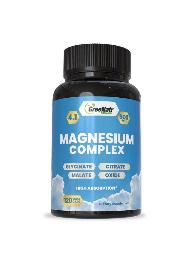 GreeNatr Magnesium Complex Supplement - Magnesium Supplements with Glycinate, Citrate, Malate & Oxide - Magnesium Tablets for Digestion, Sleep, Heart Health, & Energy - Magnesium Vitamins 120 Counts - Image 1