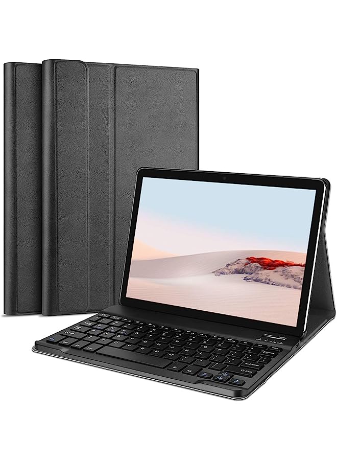 Procases Keyboard Case For Surface Go 3 2021/Surface Go 2 2020/ Surface Go 2018, Slim Pu Leather Lightweight Protective Cover With Magnetically Detachable Wireless Keyboard For Surface Go 3/2/1 -Black - Image 1