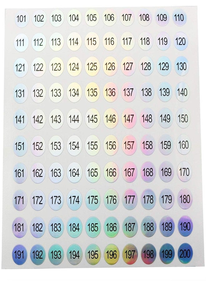 Ruiwaer 8 Sheets Consecutive Laser Number Stickers Small Round Labels Self Adhesive Tags Stickers Home School Office Decoration (4 Sheets 1 to 100 + 4 Sheets 101 to 200) - Image 4