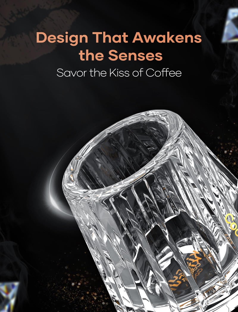 Cocinare Espresso Cups Set of 2, Crystal Clear Espresso Shot Glasses, Ideal Small Demitasse Cups for Pour Over Coffee Maker and Cortado, Essential Coffee Bar Accessories, Gift for Lovers, 1.5 OZ - Image 3