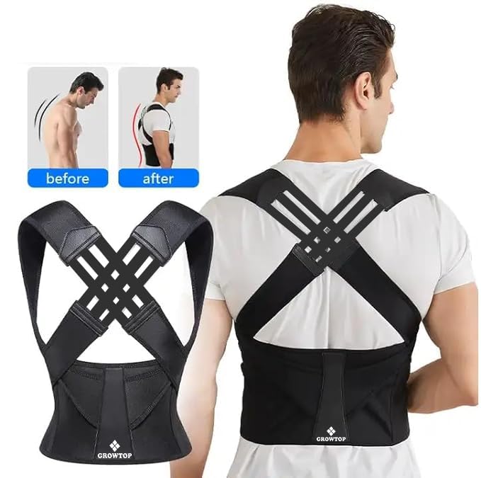 GROWTOP neoprene Posture Corrector Belt For Men & Women | Back Pain Relief Posture Corrector | Shoulder, Back Support Belt | Back Straightener Brace For Spine | Clavicle Support | Universal Size - Image 2
