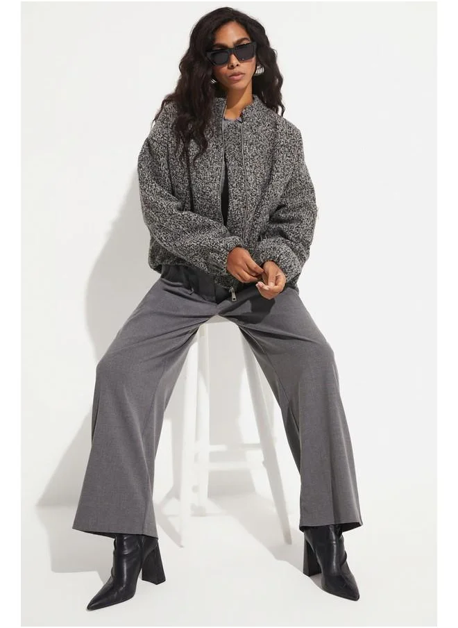 JUNE June Pleated Loose Fit Trouser Grey