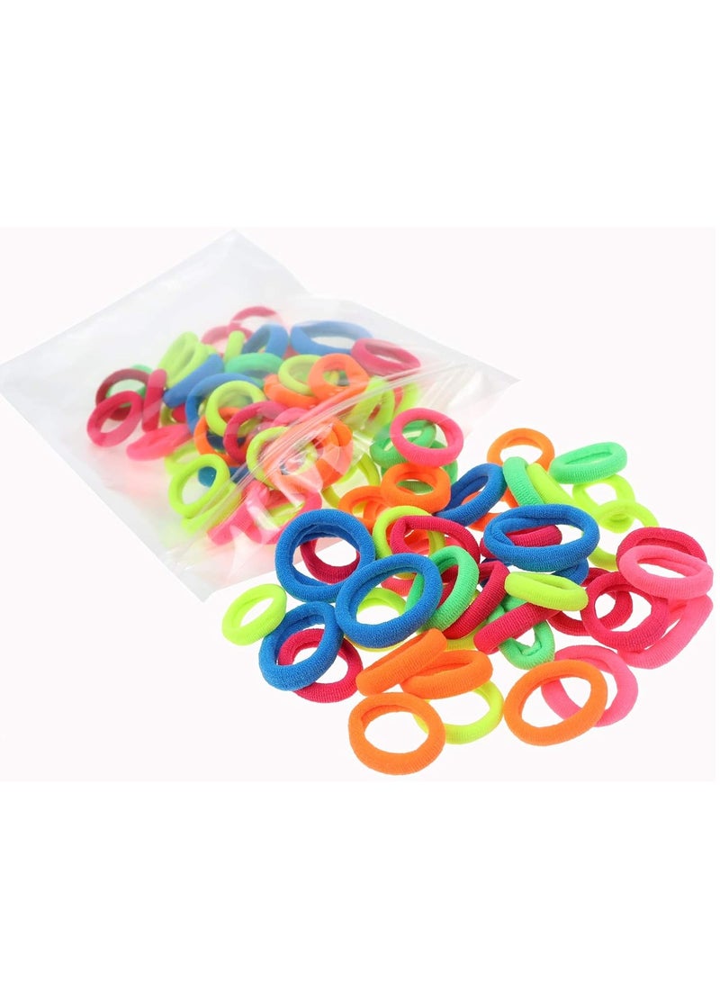 Lelet 200Pcs Nylon Toddler Hair Elastics Ponytail Holder Soft & Seamless Baby Hair Ties, Colorful Rubber Bands for Girls, Gentle on Hair, 2.3cm Diameter-Neon Colors - Image 2
